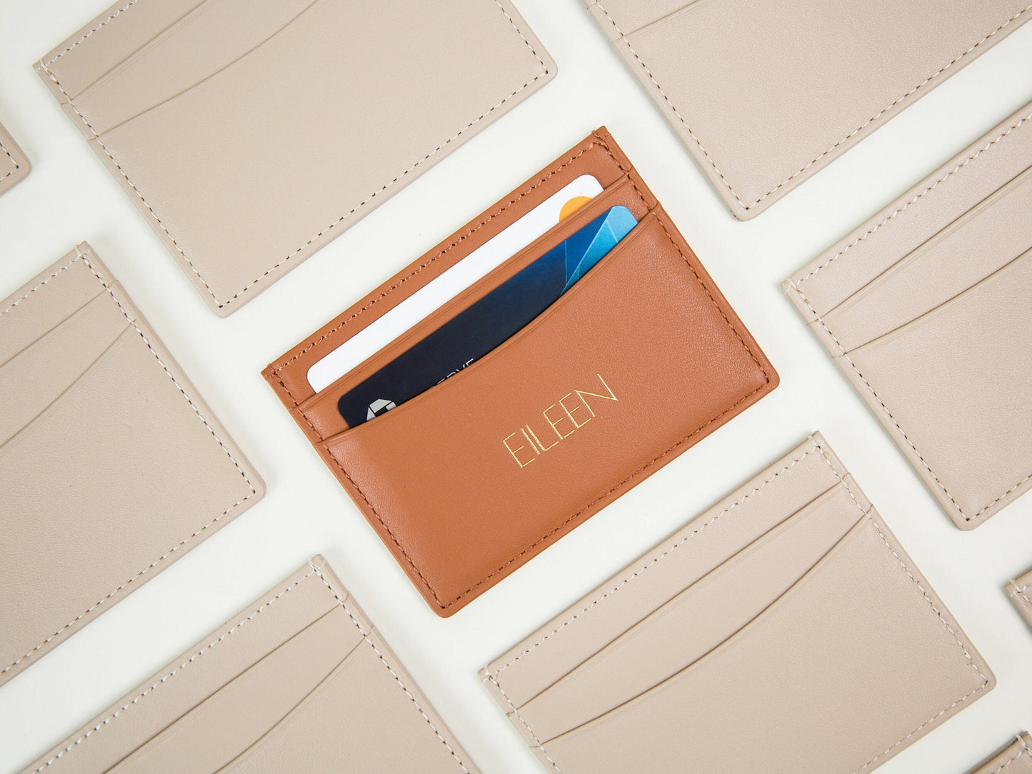 Embossed Leather card holder - custom monogram name initials slim money id wallet, 3rd anniversary gifts for him her, mom dad gift ideas