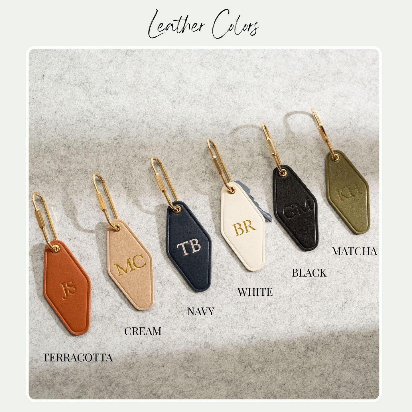 Embossed diamond leather keychain (initials) - modern luxury key chain fob, travel luggage bag tag, gift for mom, gift for wife, unique gift