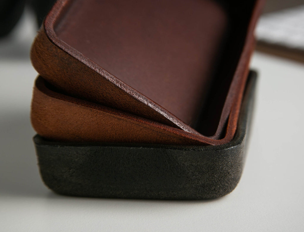 Vegetable tanned hard leather valet (design 7) - engraved monogram edc tray for men groomsmen dad husband boyfriend gift for wedding 