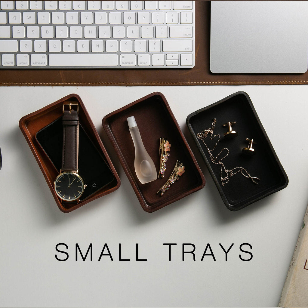 Vegetable tanned hard leather valet (design 3) - message engraving catchall tray for dad husband boyfriend son brother gift, dorm decor