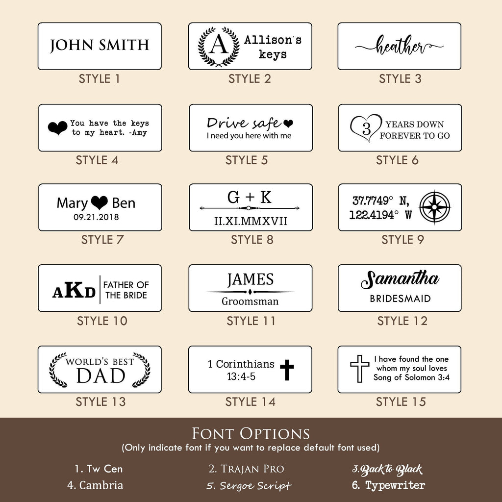 Leather key chain fob - engraved 3rd wedding anniversary leather gift bridesmaid groomsmen party favors corporate employee teacher dad gift