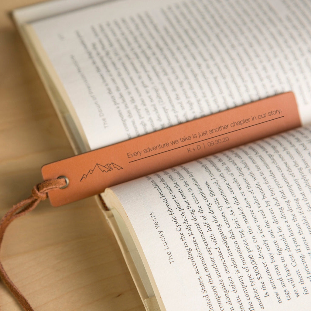 Engraved leather bookmark, 3rd anniversary bookmark custom handwritten note bookmark, note from kids, book club gift, book worm