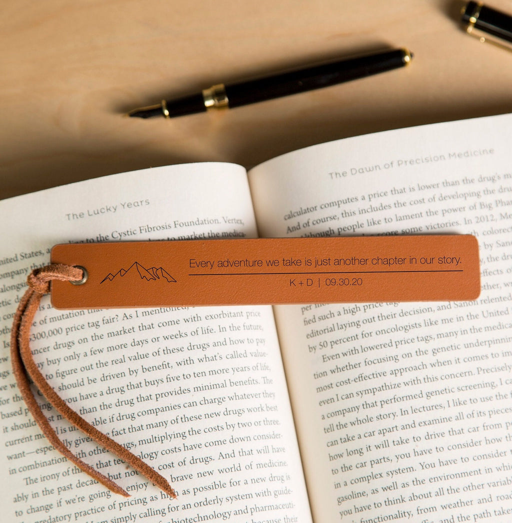 Engraved leather bookmark, 3rd anniversary bookmark custom handwritten note bookmark, note from kids, book club gift, book worm