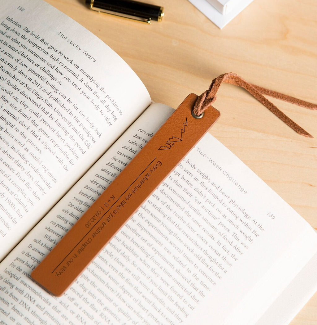 Engraved leather bookmark, 3rd anniversary bookmark custom handwritten note bookmark, note from kids, book club gift, book worm