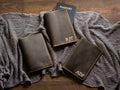 Embossed passport holder (coffee color) - custom leather travel wallet cover, custom initials for her, wife, personalized mom dad gift