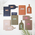 Personalized passport holder & luggage tag set - custom initials travel card wallet, gift for best friend, girlfriend, honeymoon gift ideas