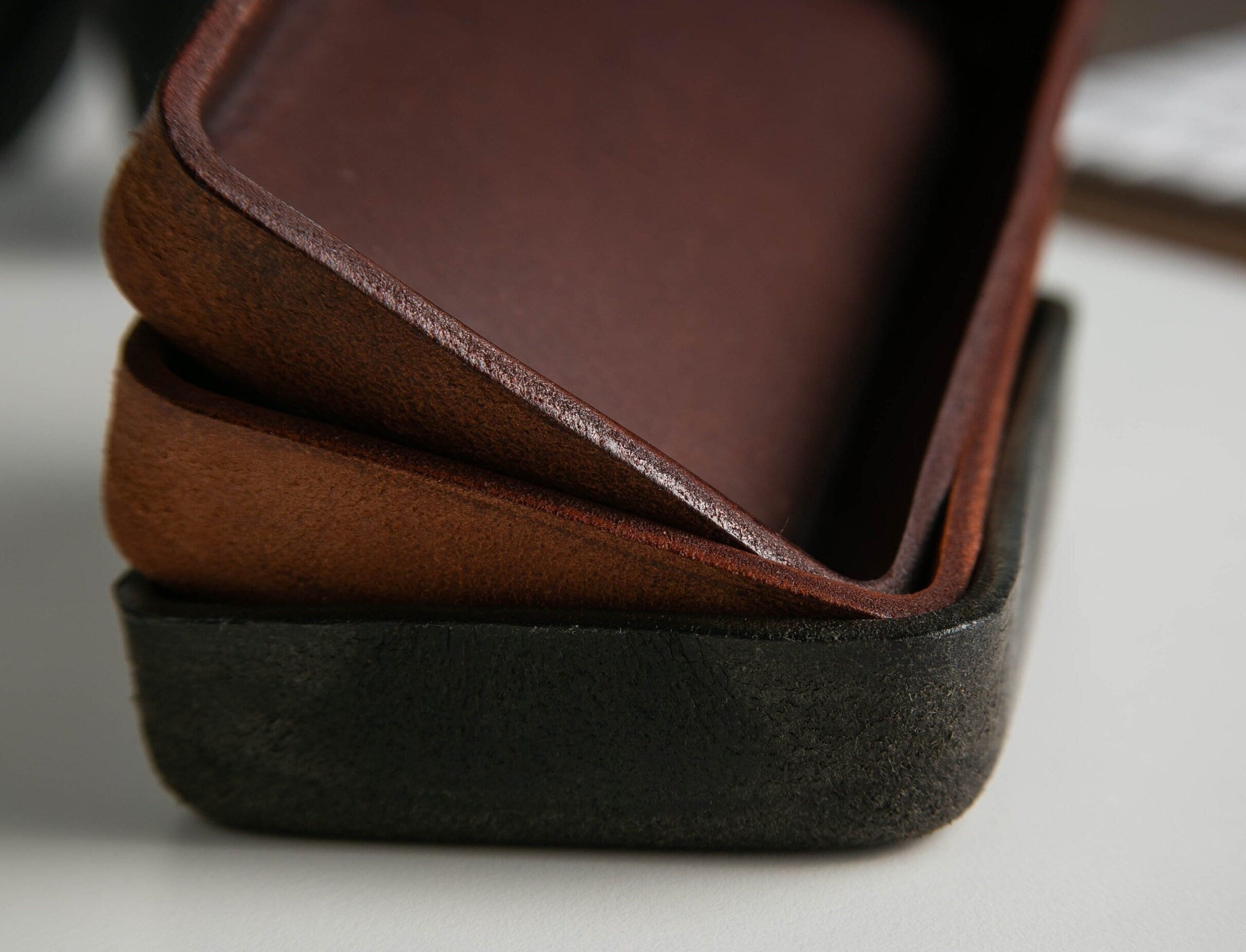 Vegetable tanned hard leather valet (design 4) - custom engraved tray, personalized leather gift, 3 year anniversary boyfriend husband dad