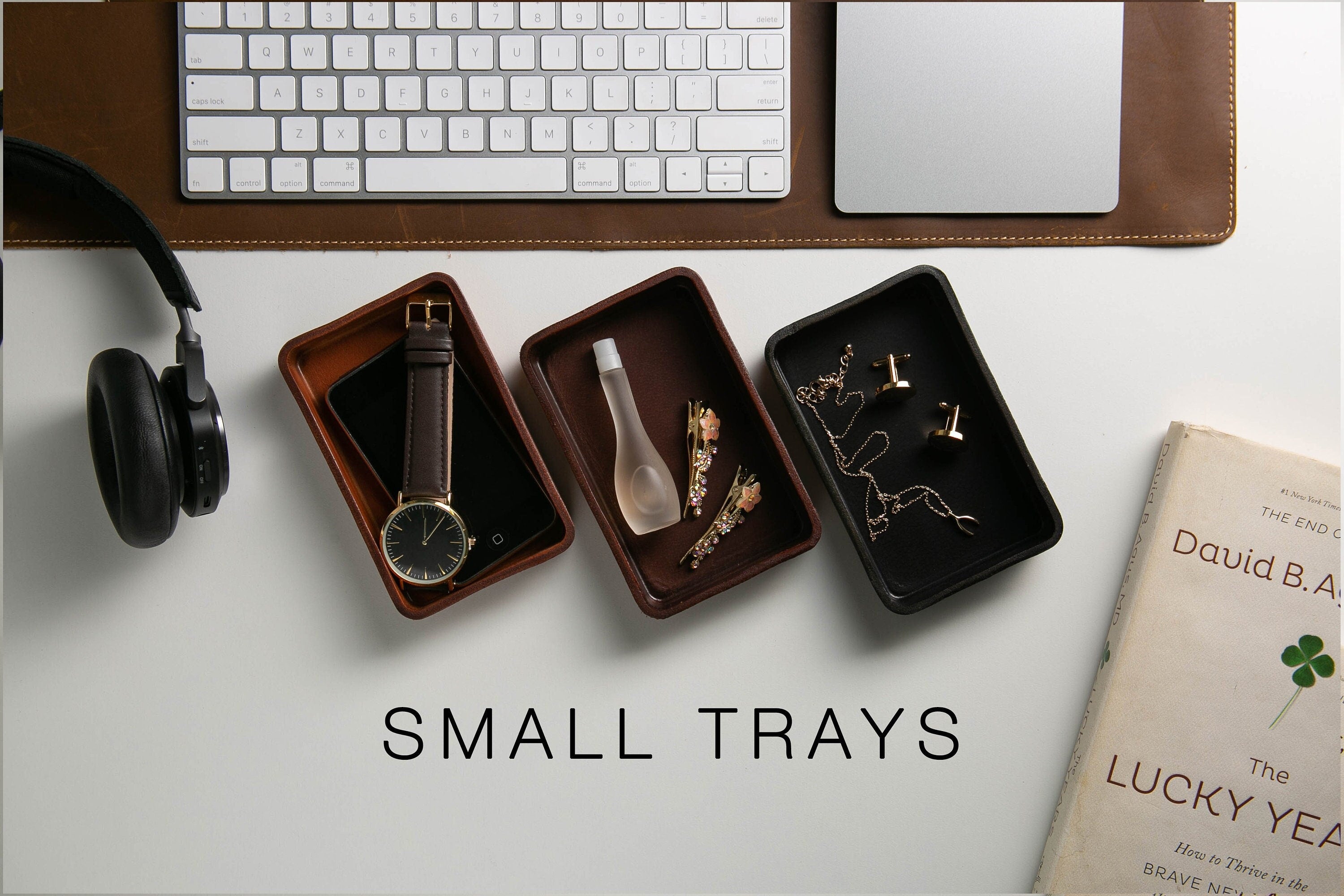Vegetable tanned hard leather valet (design 2) - housewarming couple gifts for him husband catchall edc tray home decor mom dad gift ideas