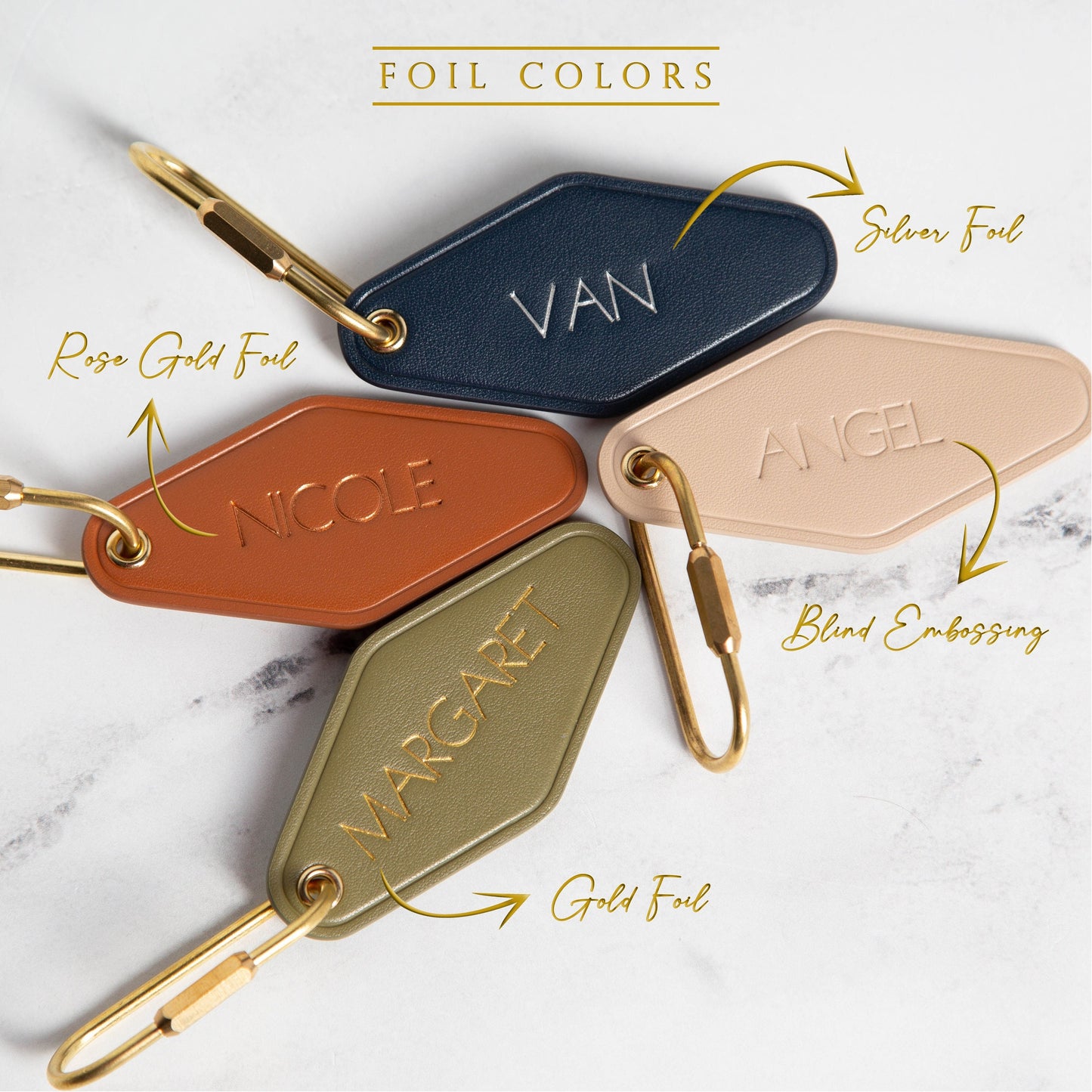 Embossed diamond leather keychain (name) - luxury key chain fob personalized 3rd anniversary gift matching keyrings for wife husband couple