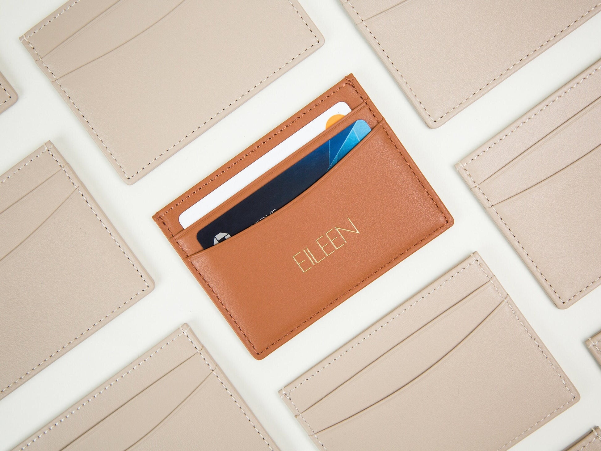 Embossed Leather card holder - custom monogram name initials slim money id wallet, 3rd anniversary gifts for him her, mom dad gift ideas