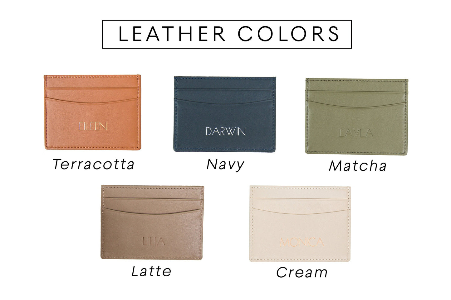Embossed Leather card holder - custom monogram name initials slim money id wallet, 3rd anniversary gifts for him her, mom dad gift ideas