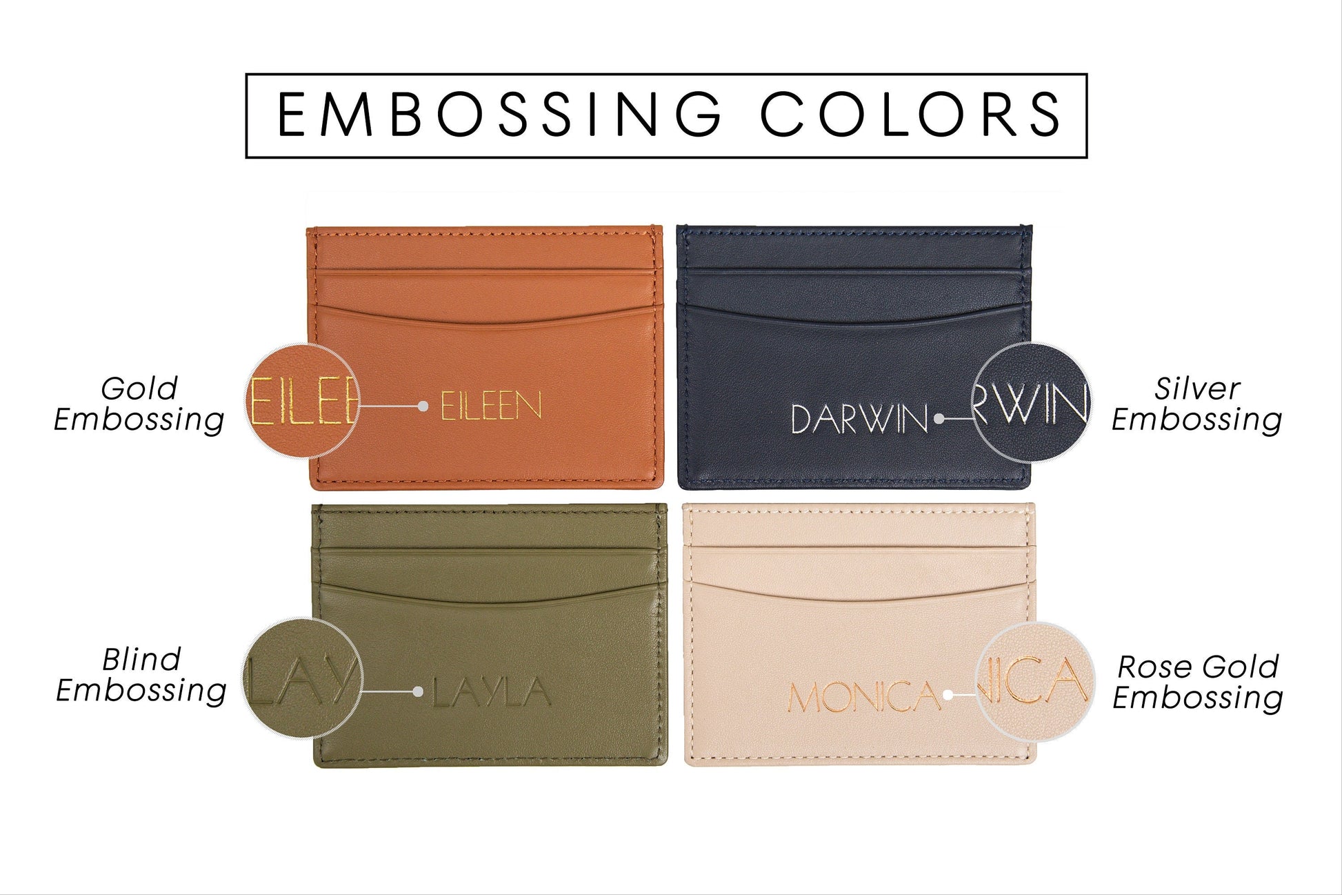 Embossed Leather card holder - custom monogram name initials slim money id wallet, 3rd anniversary gifts for him her, mom dad gift ideas