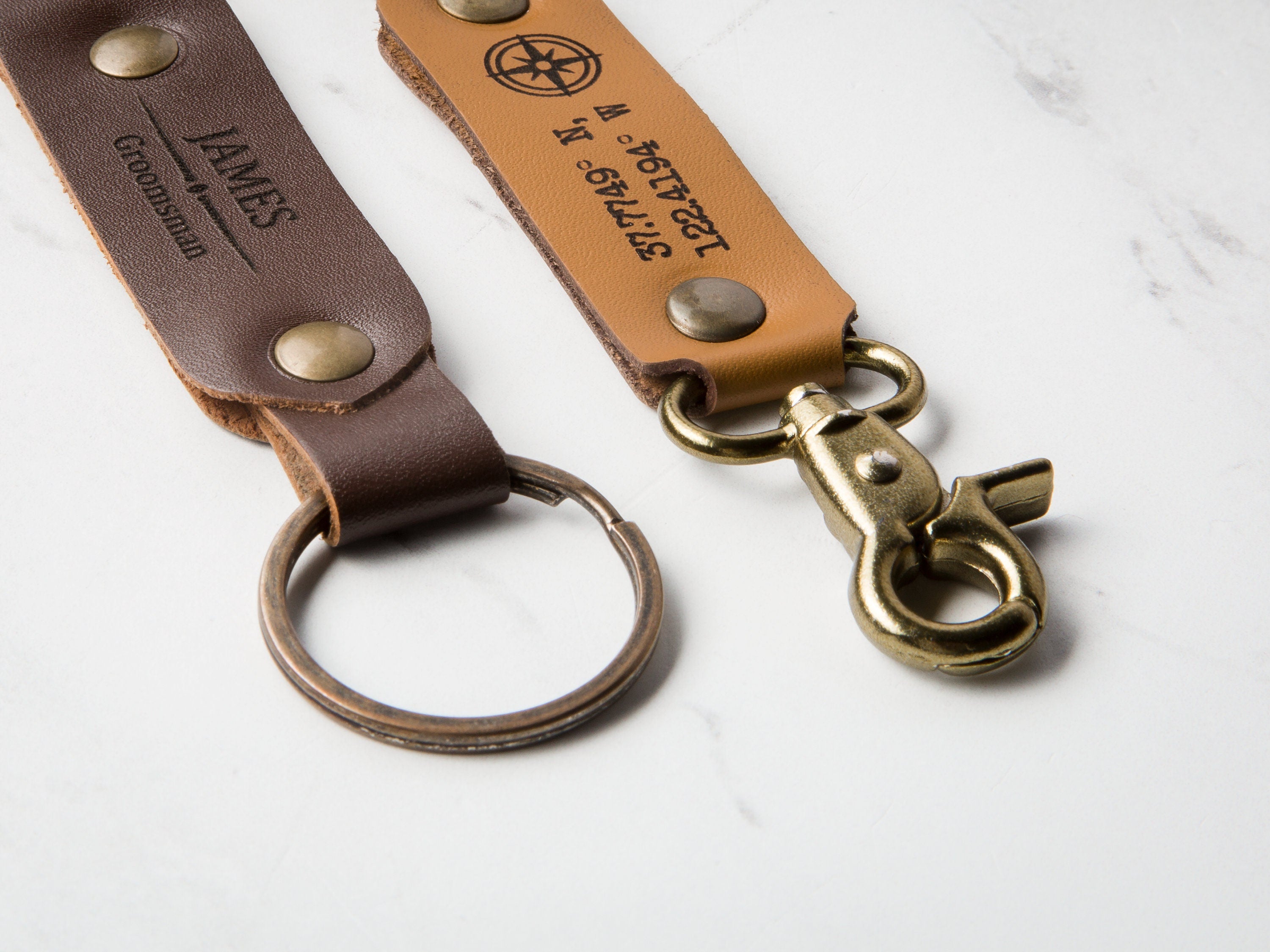 Personalized leather key chain fob - travel bag tag keychain, bible verse or inspirational quote keychain, thoughtful mom dad teacher gift