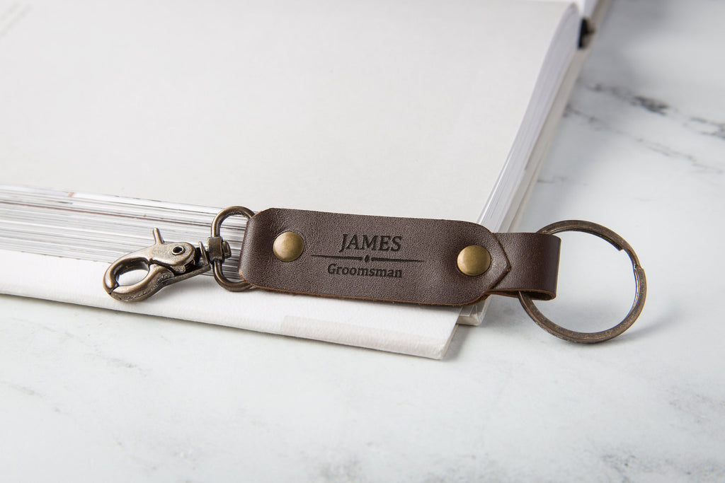 Personalized leather key chain fob - travel bag tag keychain, bible verse or inspirational quote keychain, thoughtful mom dad teacher gift