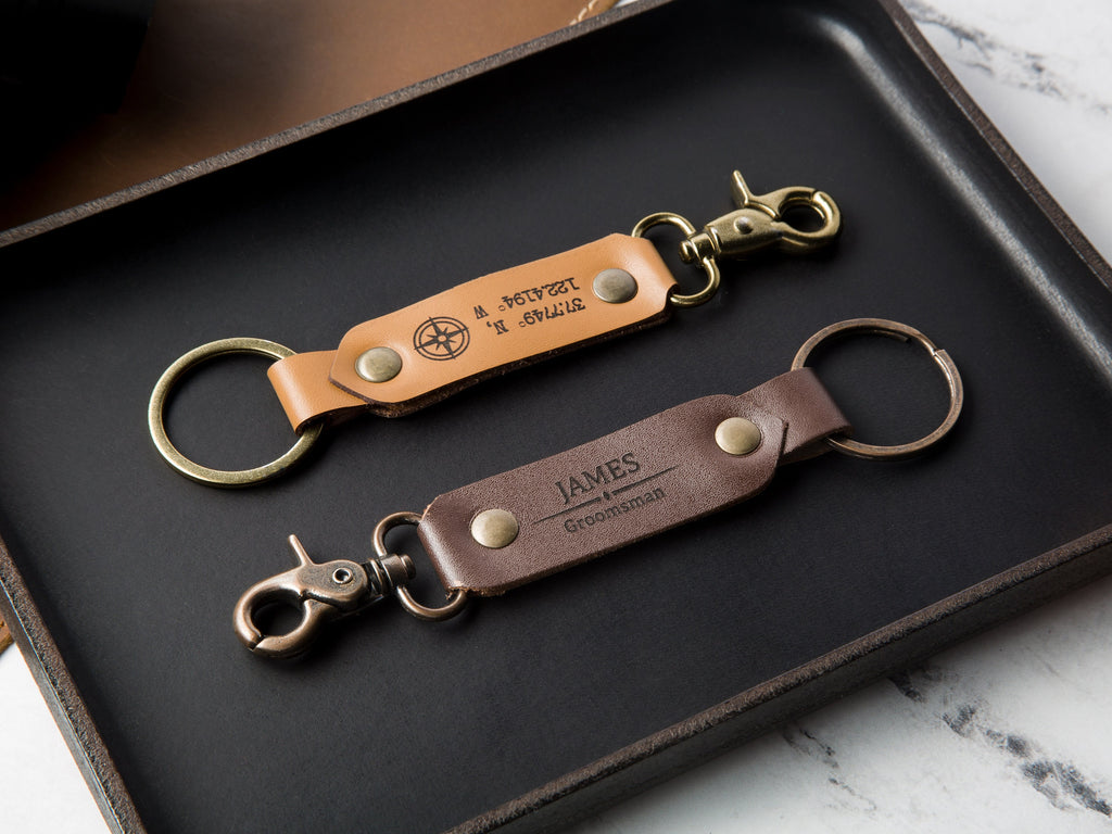 Personalized leather key chain fob - travel bag tag keychain, bible verse or inspirational quote keychain, thoughtful mom dad teacher gift