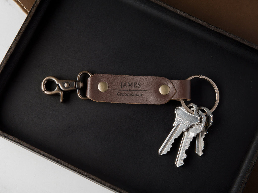 Personalized leather key chain fob - travel bag tag keychain, bible verse or inspirational quote keychain, thoughtful mom dad teacher gift