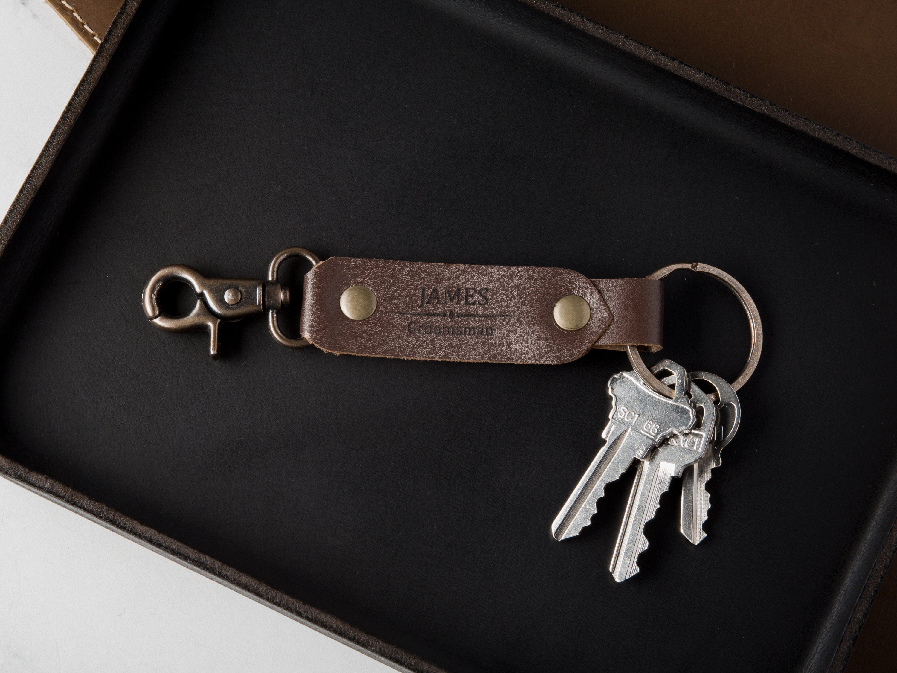 Personalized leather key chain fob - travel bag tag keychain, bible verse or inspirational quote keychain, thoughtful mom dad teacher gift