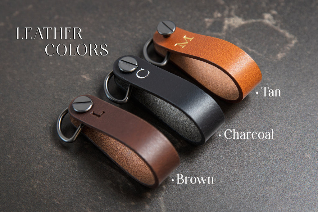 Embossed Leather Strap Key Chains (Initial) - Customized Leather Orbit Key Ring Holder for Men, Personalized Office Promotional Teacher Gift