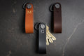 Embossed Leather Strap Key Chains (Initial) - Customized Leather Orbit Key Ring Holder for Men, Personalized Office Promotional Teacher Gift