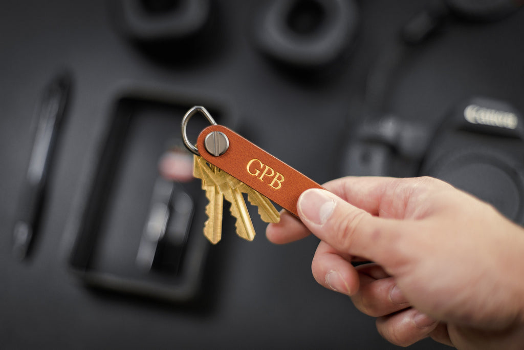 Embossed Leather Strap Key Chains (Name) - Unique Key FOB Gift for Him Simple Leather Name Keychain Back to School New College Student Gift