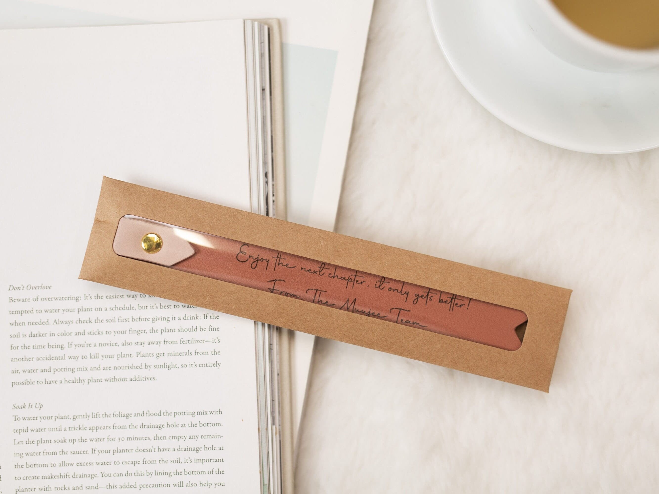 Engraved leather bookmark w/ loop (d3) - custom unique work retirement thank you gift for book club study girl friends cute wedding favors