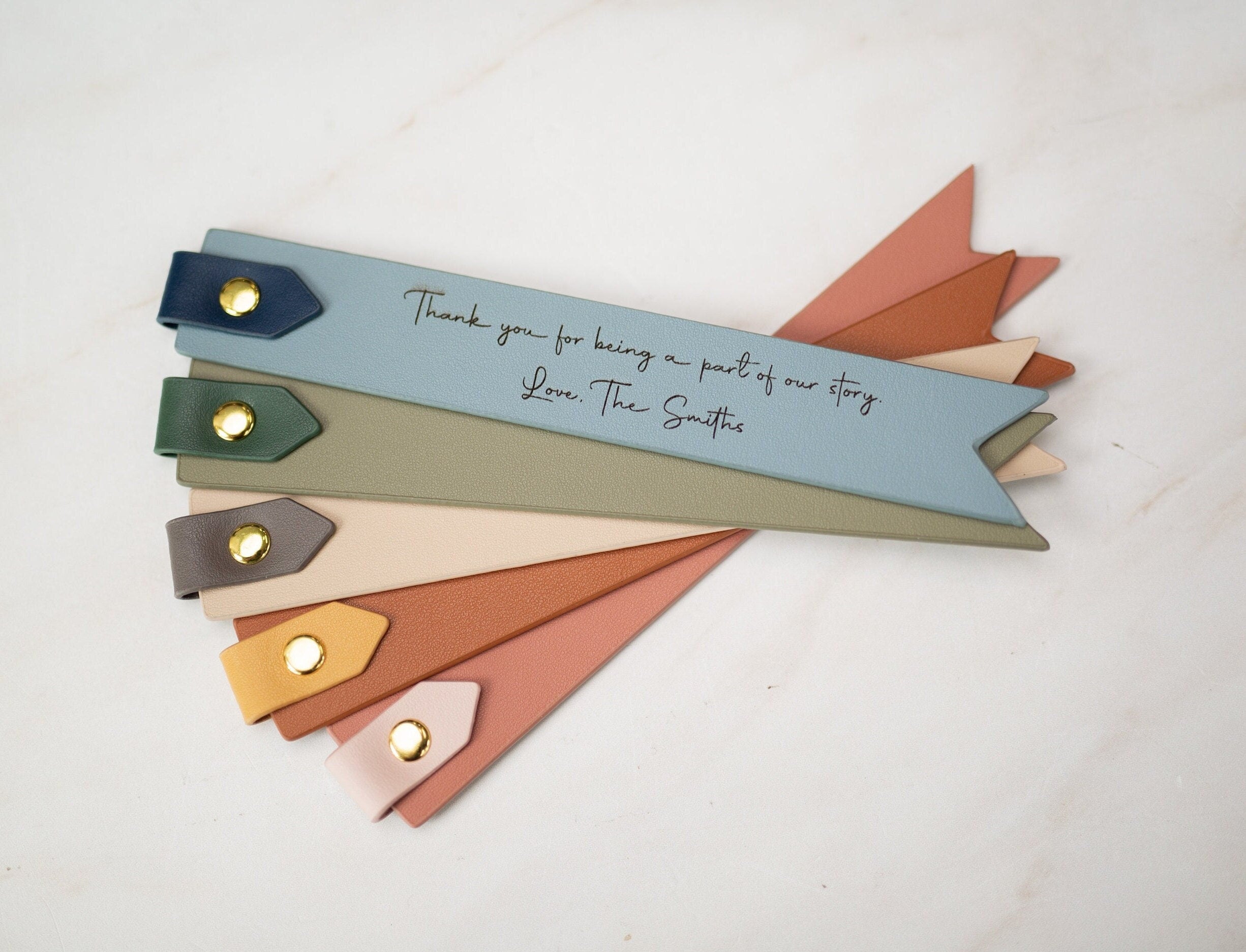 Engraved leather bookmark w/ loop (d3) - custom 3rd anniversary gift for her him, unique retirement gift idea, wedding favors thank you