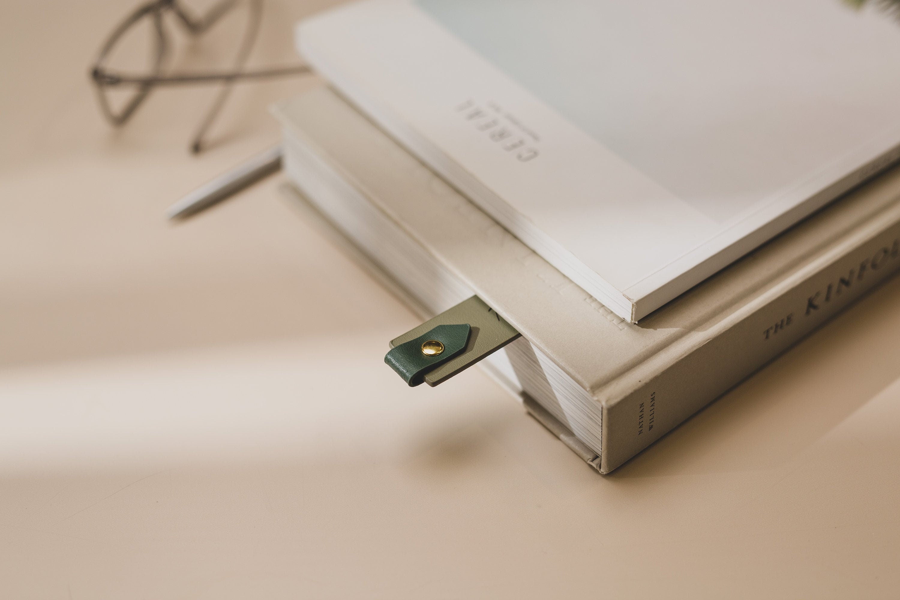 Engraved leather bookmark w/ loop (d2) - custom 3rd anniversary gift for her him, bible quote or message book mark, church bible page marker