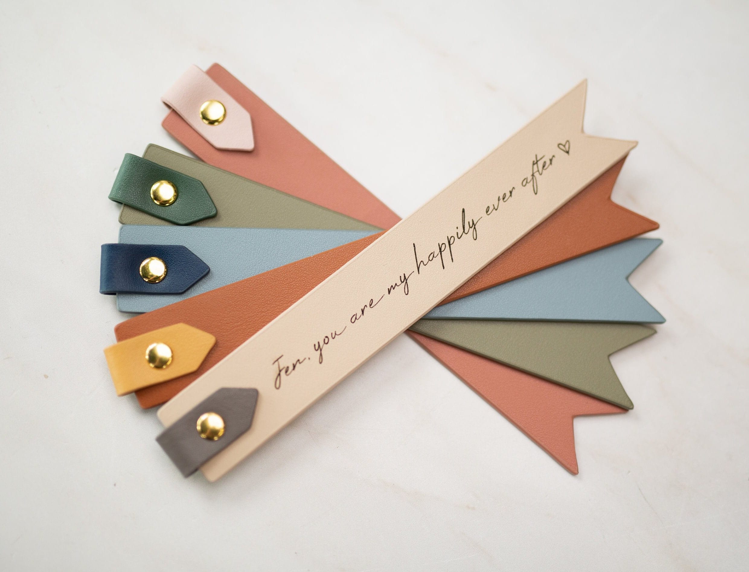 Engraved leather bookmark w/ loop (d1) - custom 3rd anniversary gift for her, unique personalized gift, student, teens, girlfriend