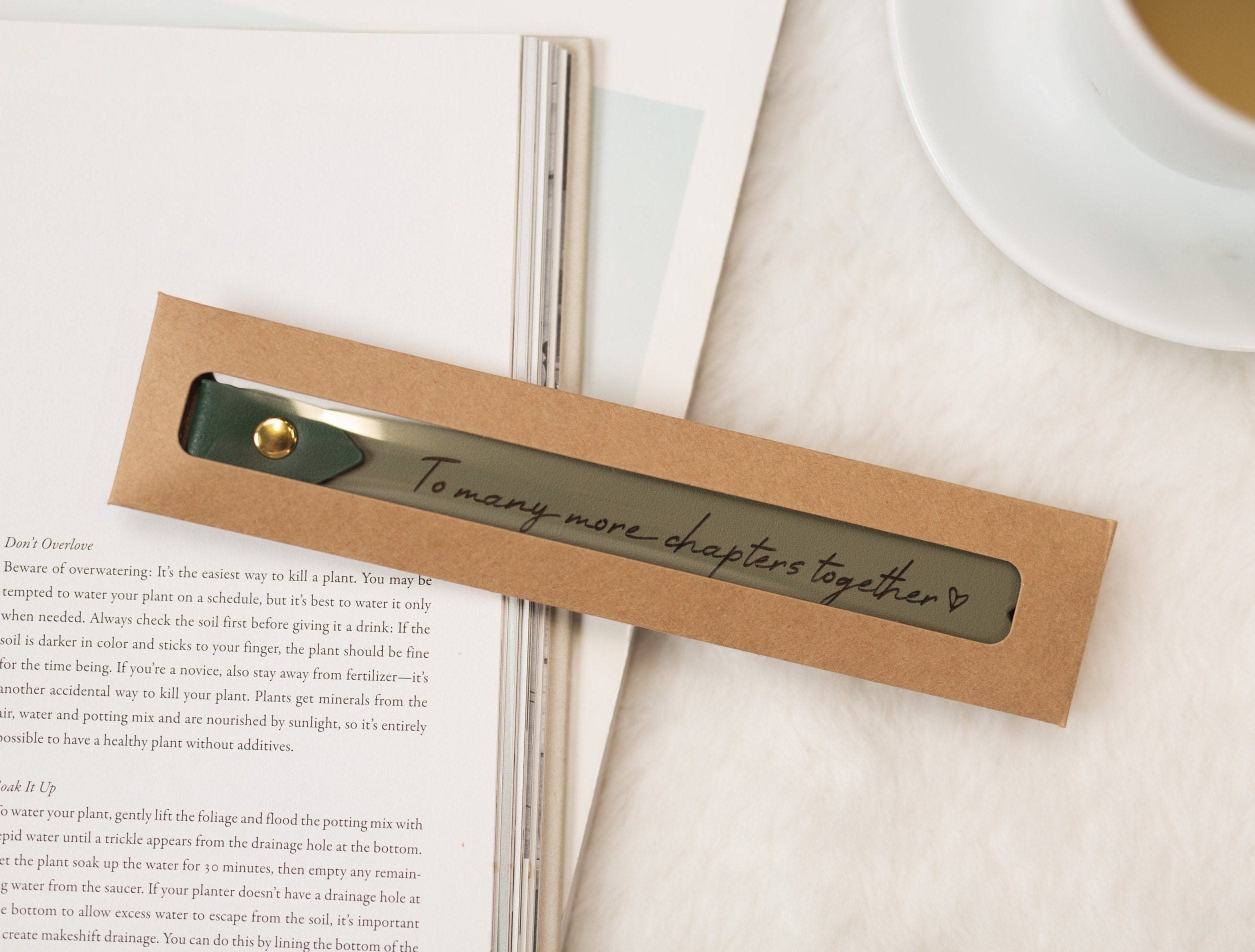 Engraved leather bookmark w/ loop (d1) - custom 3rd anniversary gift for her him, unique retirement thank you gift idea, book marker