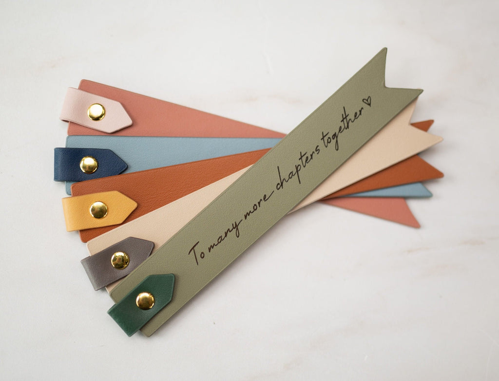 Engraved leather bookmark w/ loop (d1) - custom 3rd anniversary gift for her him, unique retirement thank you gift idea, book marker
