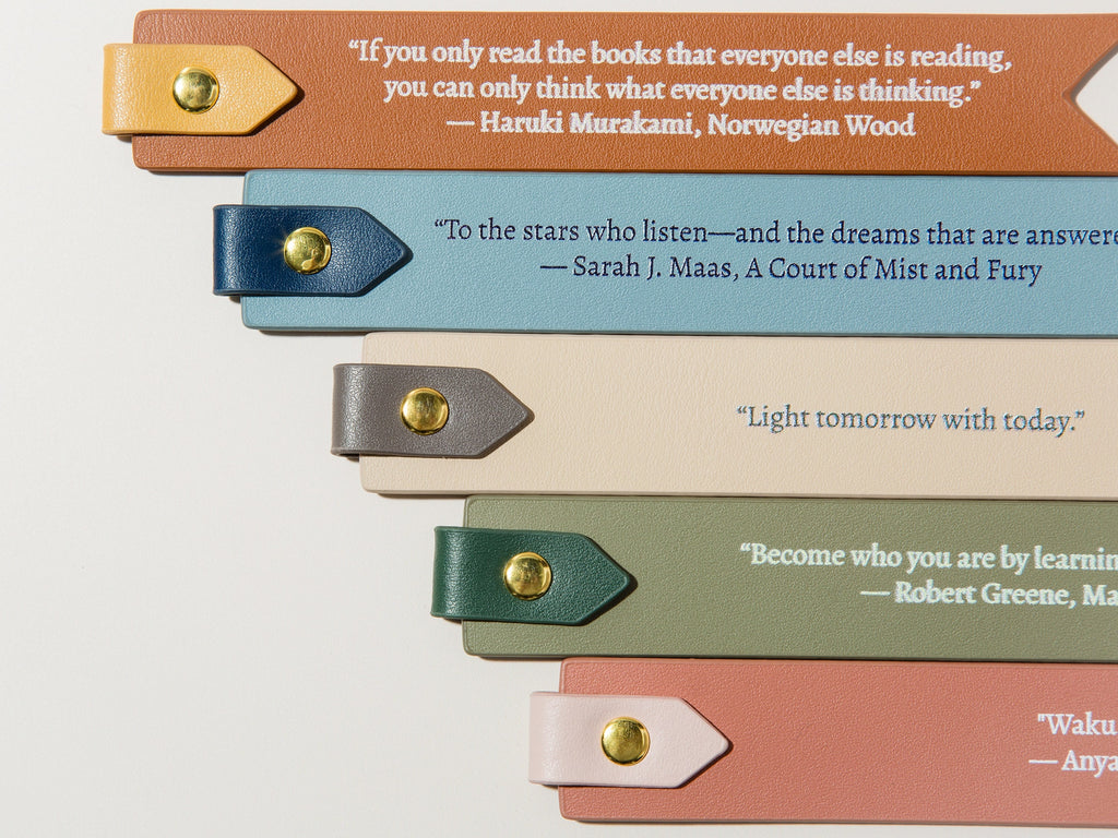 Personalized leather bookmark w/ loop (design 4) - custom unique quote letters book lover's page marker new college student literary gifts