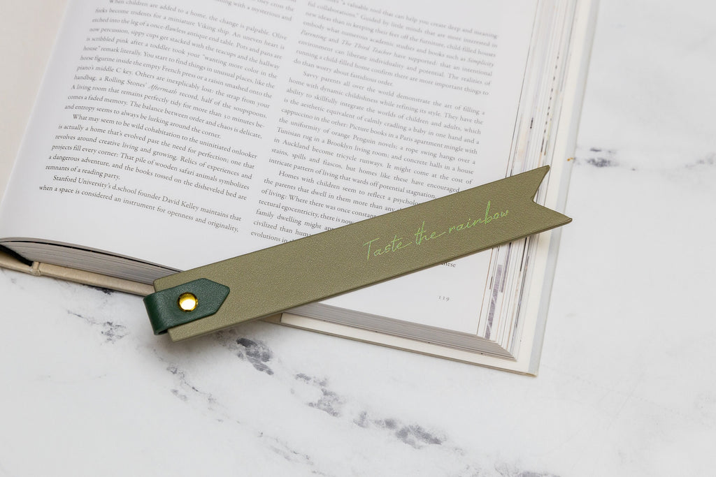 Personalized leather bookmark w/ loop (design 2) - unique custom book marker 3rd anniversary gift for girlfriend with custom quote