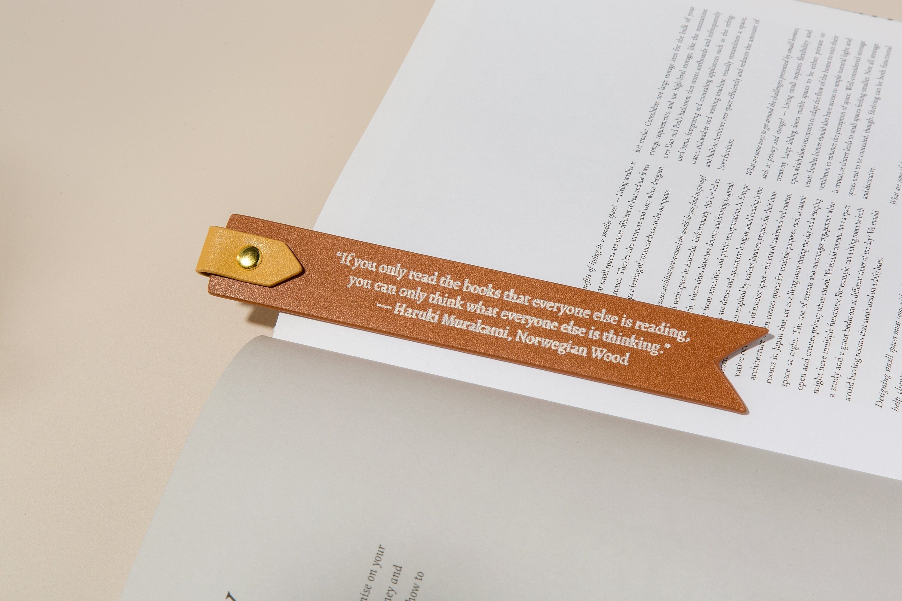 Personalized leather bookmark w/ loop (design 4) - custom unique quote letters book lover's page marker new college student literary gifts