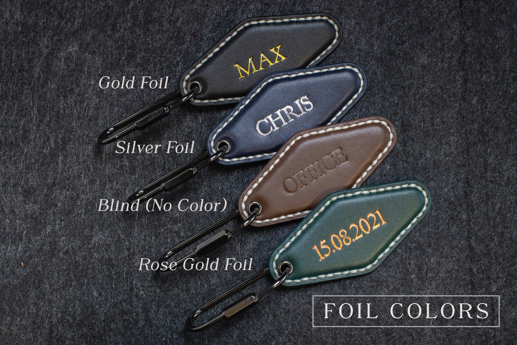 Embossed Diamond Leather Keychains (Name) - Modern Leather Keychain Fob, Custom Gift for New Driver, Student Car Key Holder, Back to School