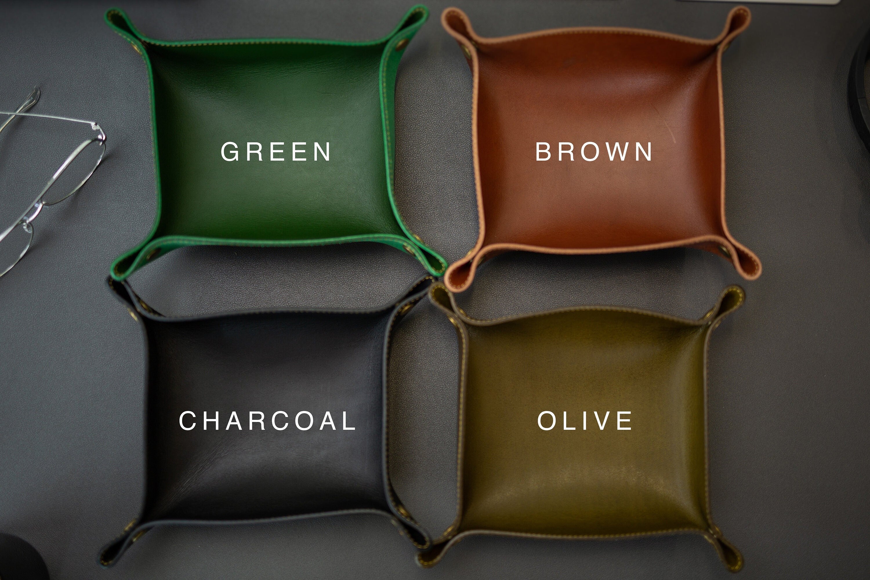 Embossed snap leather valet - monogram catchall tray, 3rd anniversary, birthday present for husband boyfriend wife couples, teacher gift