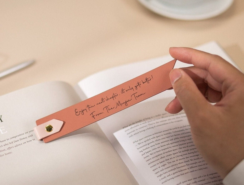 Engraved leather bookmark w/ loop (d3) - custom unique work retirement thank you gift for book club study girl friends cute wedding favors