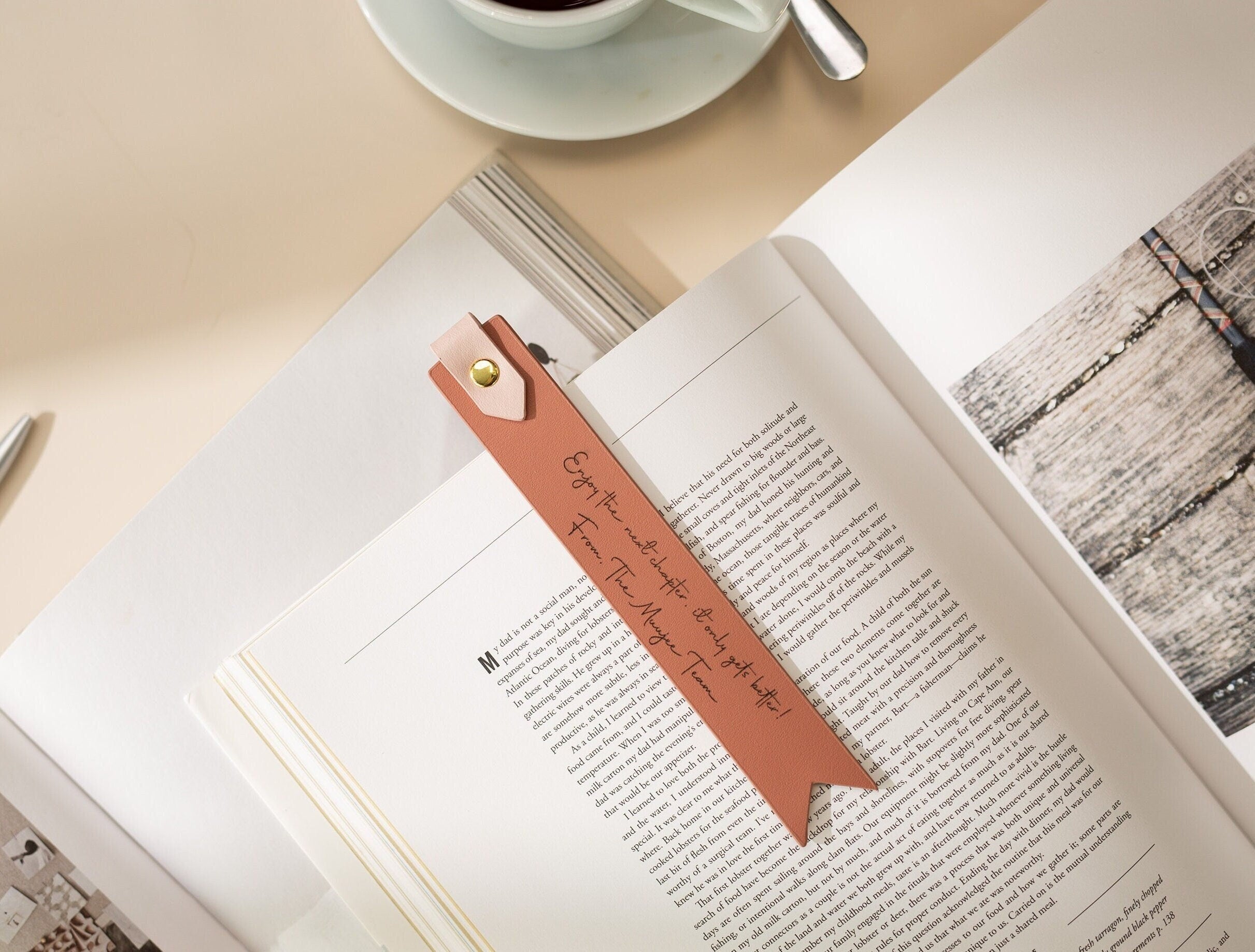 Engraved leather bookmark w/ loop (d3) - custom unique work retirement thank you gift for book club study girl friends cute wedding favors
