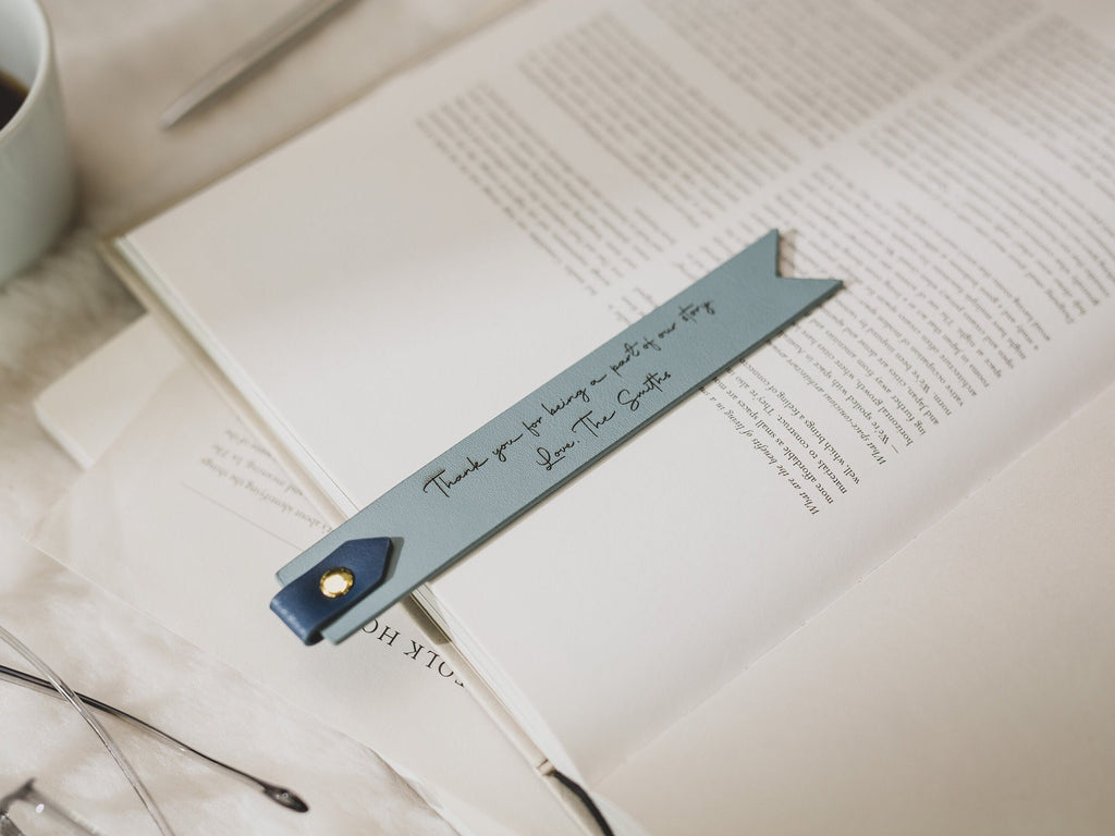 Engraved leather bookmark w/ loop (d3) - custom unique work retirement thank you gift for book club study girl friends cute wedding favors