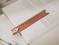 Engraved leather bookmark w/ loop (d2) - custom 3rd anniversary gift for her him, bible quote or message book mark, church bible page marker