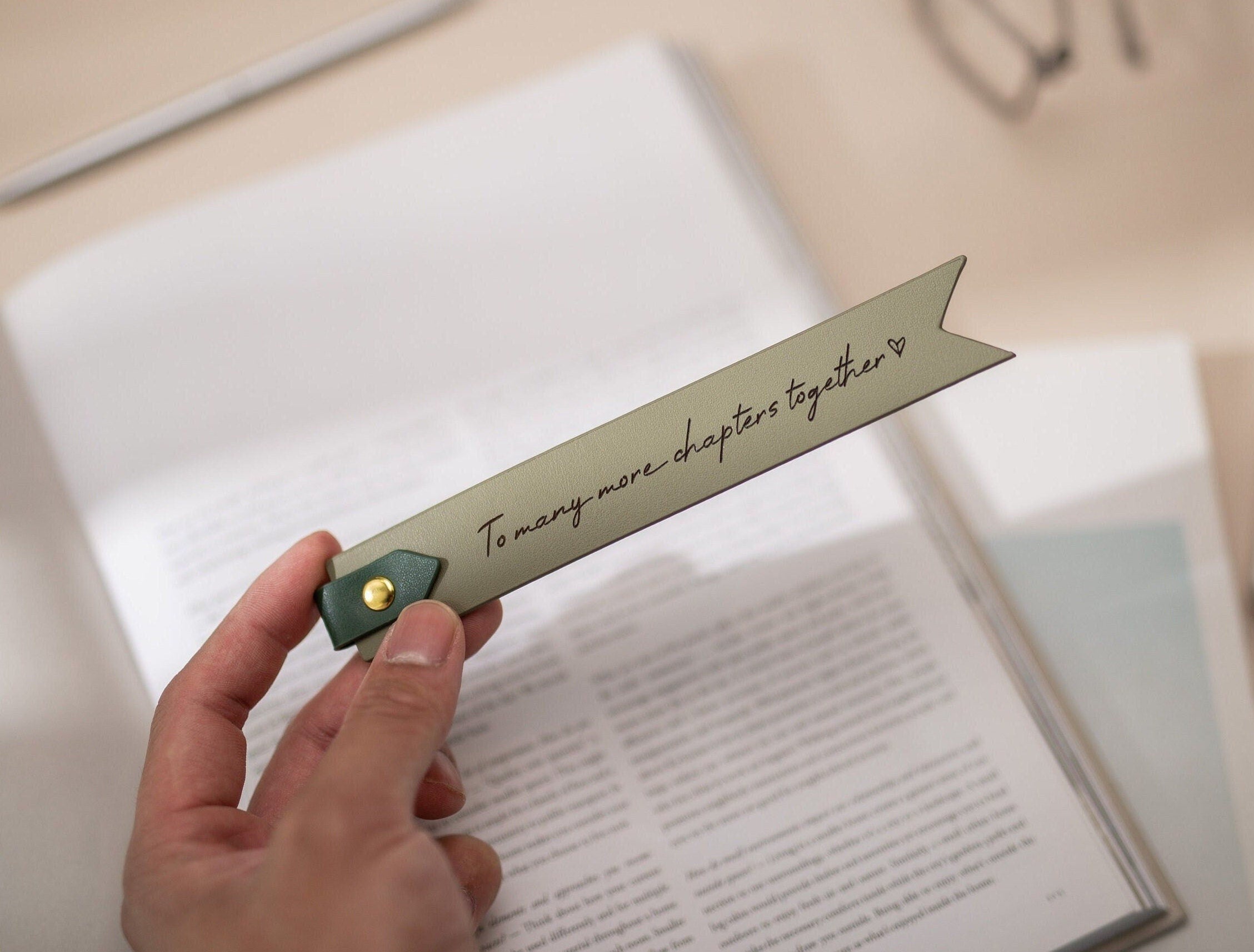 Engraved leather bookmark w/ loop (d1) - custom 3rd anniversary gift for her him, unique retirement thank you gift idea, book marker