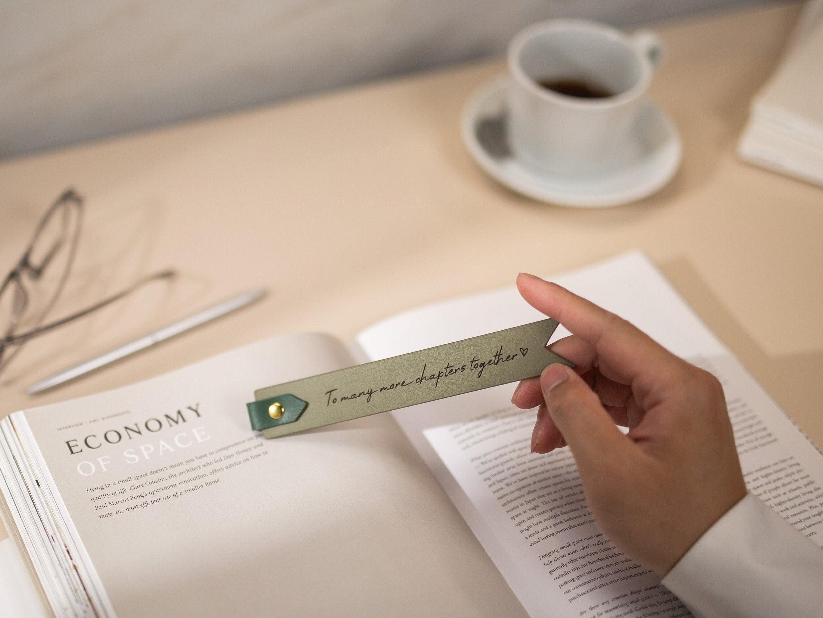 Engraved leather bookmark w/ loop (d1) - custom 3rd anniversary gift for her, unique personalized gift, student, teens, girlfriend