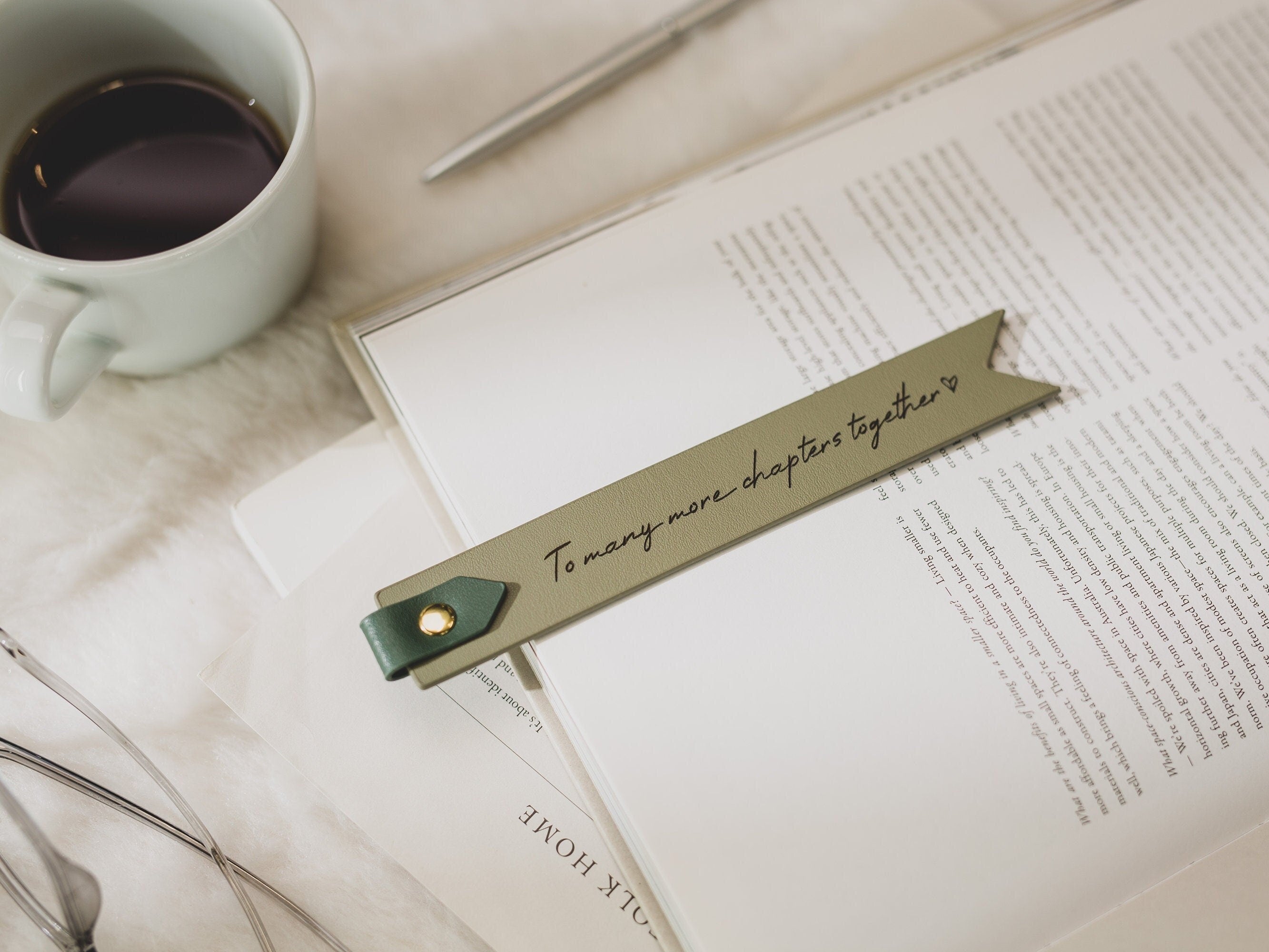 Engraved leather bookmark w/ loop (d1) - custom 3rd anniversary gift for her, unique personalized gift, student, teens, girlfriend