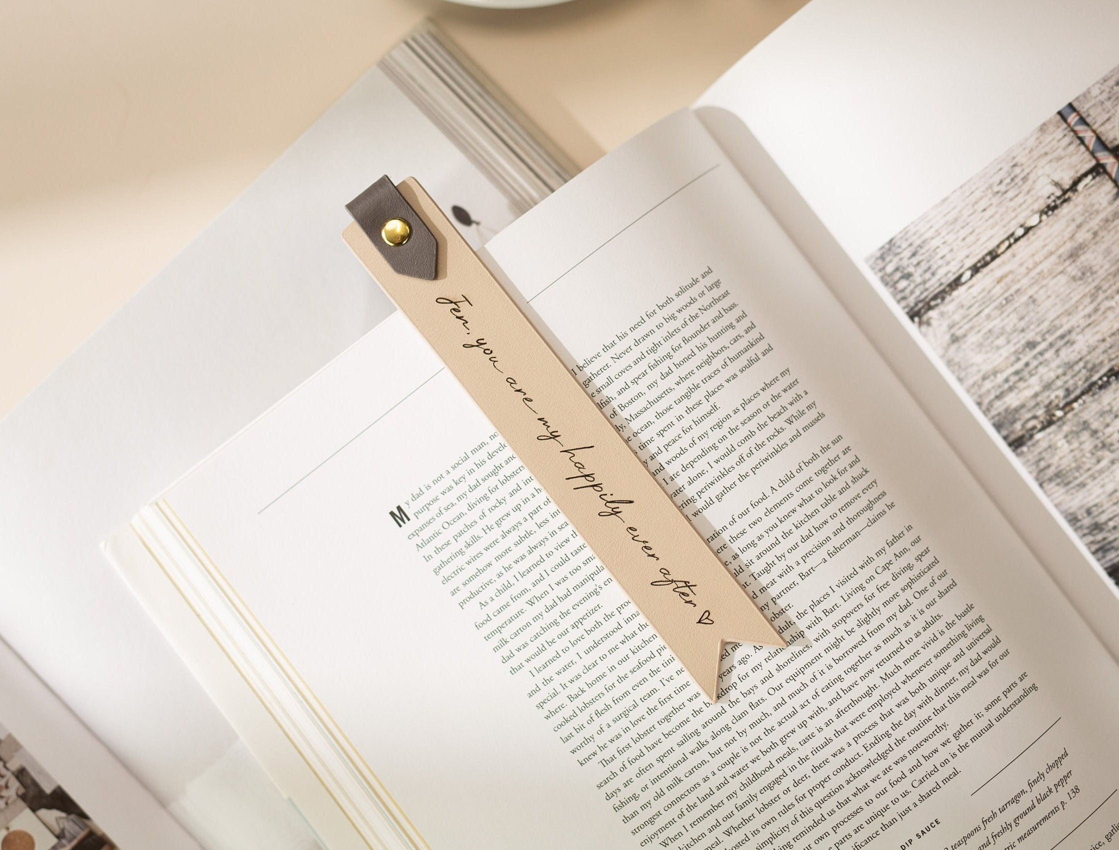Engraved leather bookmark w/ loop (d1) - custom 3rd anniversary gift for her him, unique retirement thank you gift idea, book marker