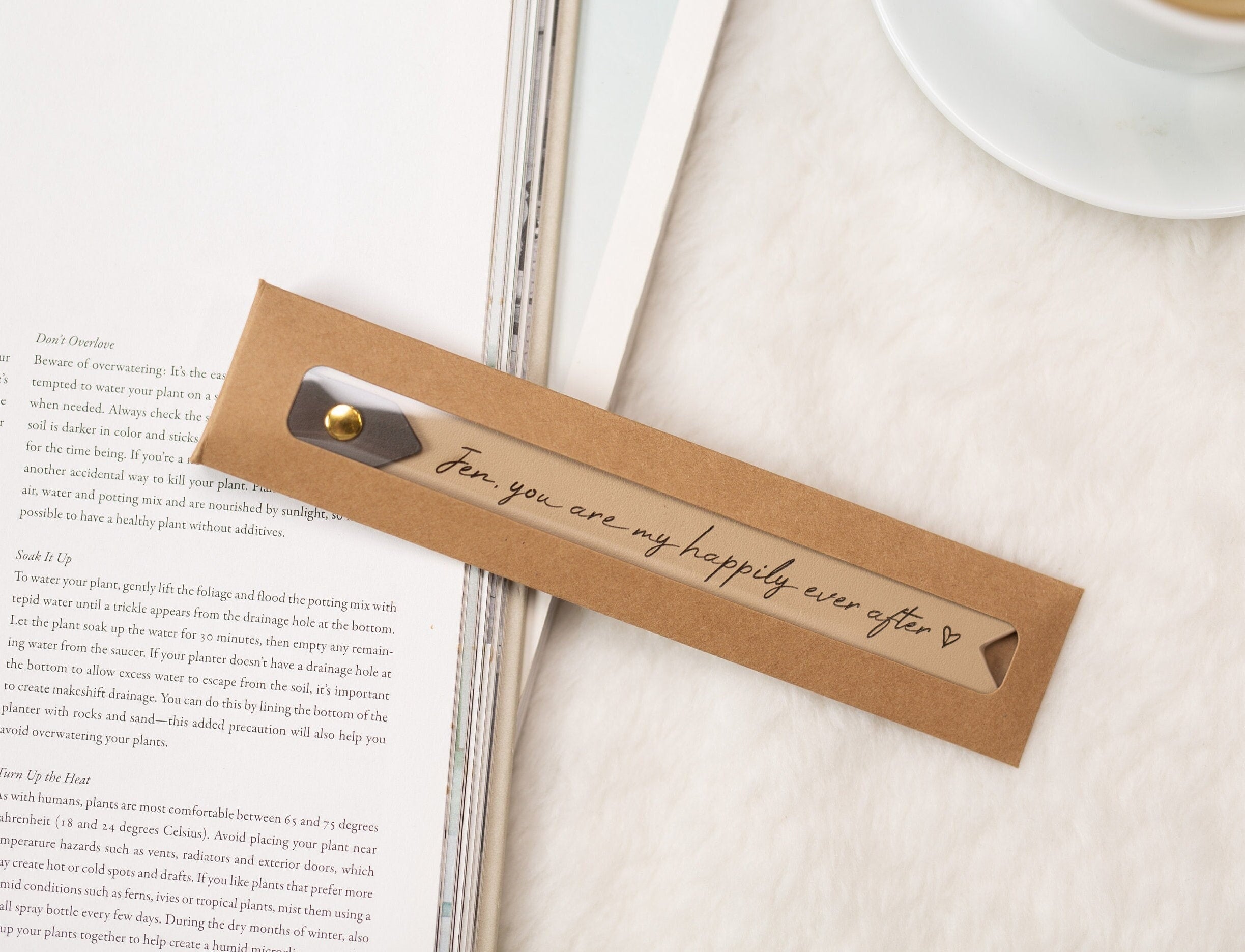 Engraved leather bookmark w/ loop (d1) - custom 3rd anniversary gift for her, unique personalized gift, student, teens, girlfriend
