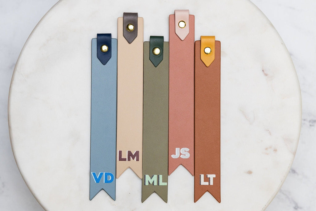Personalized leather bookmark w/ loop (design 1) - custom page marker reading literary essential new college student back to school gift