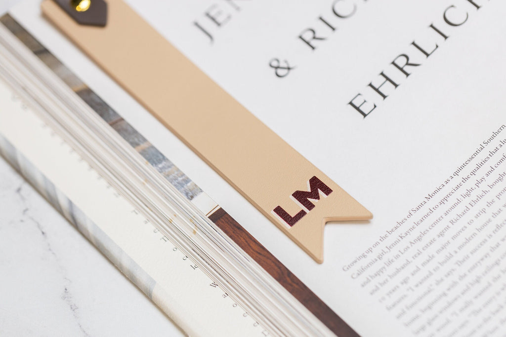Personalized leather bookmark w/ loop (design 1) - custom page marker reading literary essential new college student back to school gift