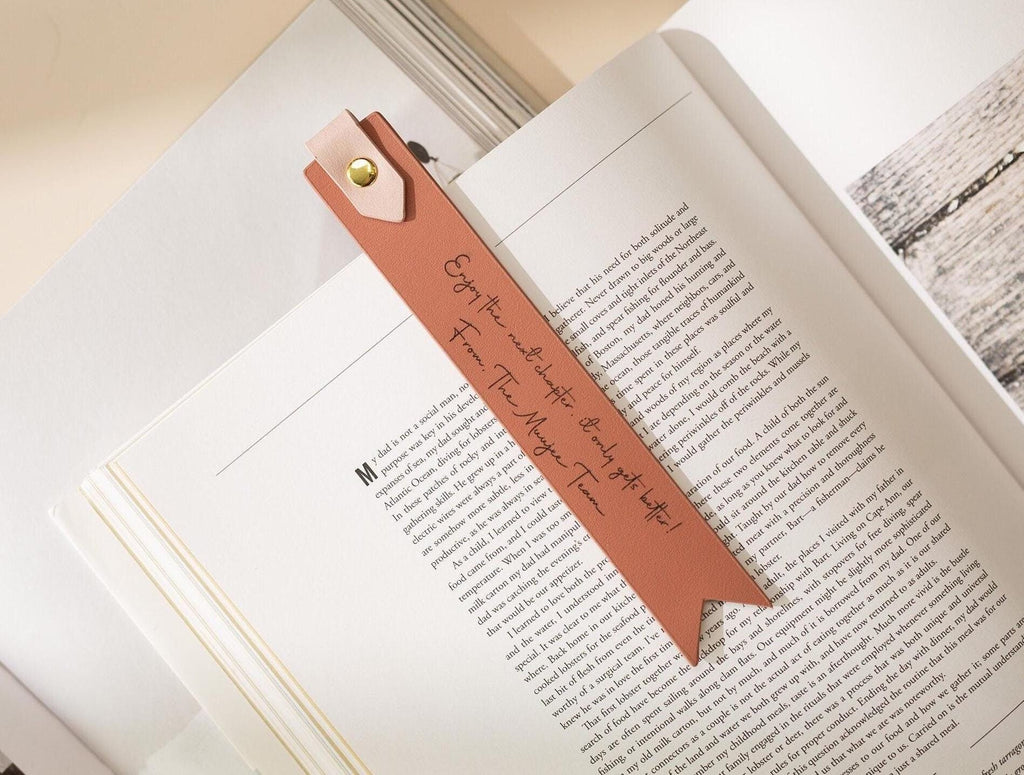 Engraved leather bookmark w/ loop (d3) - custom 3rd anniversary gift for her him, unique retirement gift idea, wedding favors thank you
