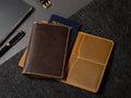 Embossed Monogram Distressed Leather Passport Holder - personalized genuine leather travel wallet gift for traveler dad brother rustic