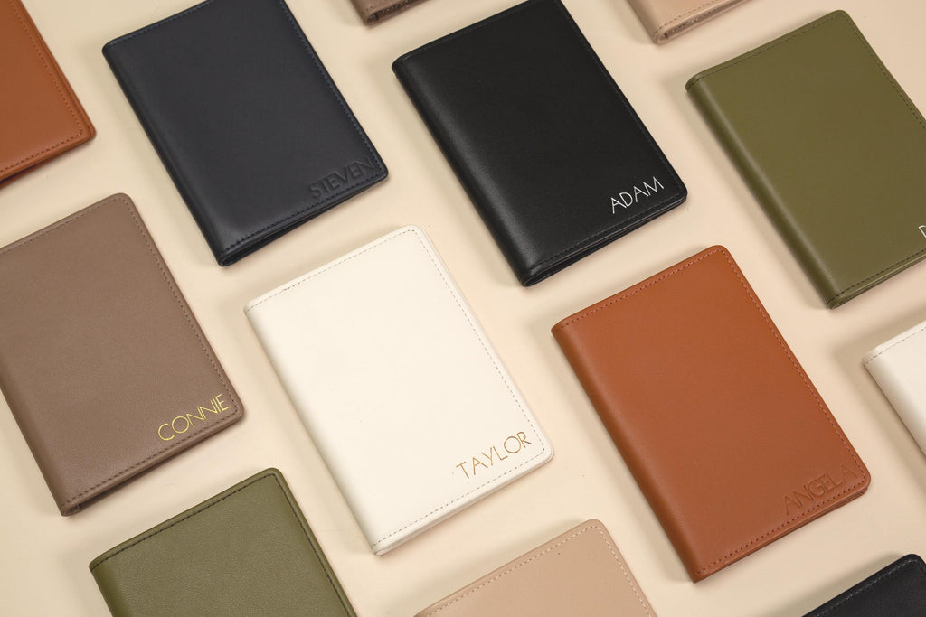 Embossed leather passport holder - custom monogram name travel wallet, traveler, personalized gift idea for wife mom mum mommy grandma