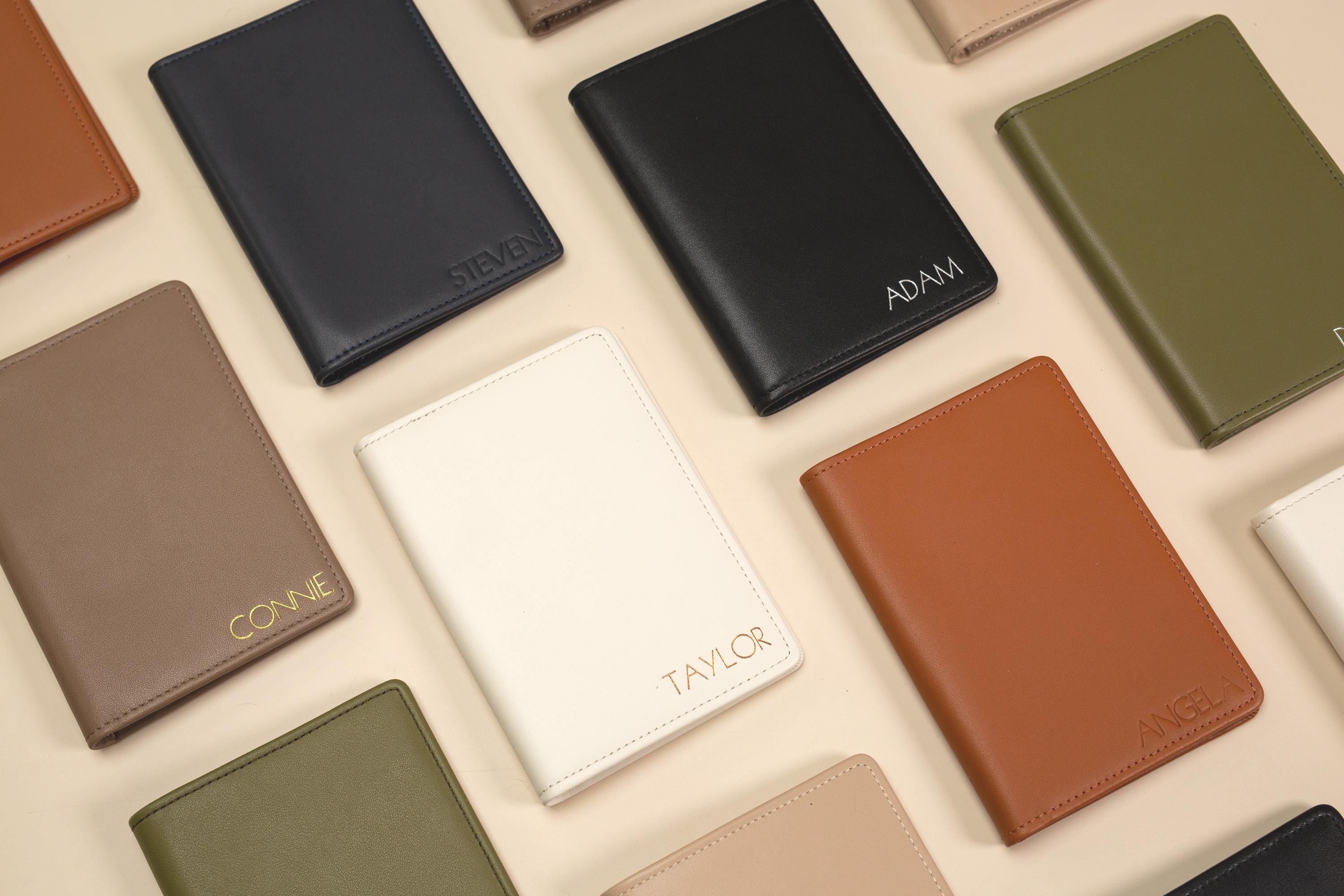 Embossed leather passport holder - custom monogram name travel wallet, traveler, personalized gift idea for wife mom mum mommy grandma